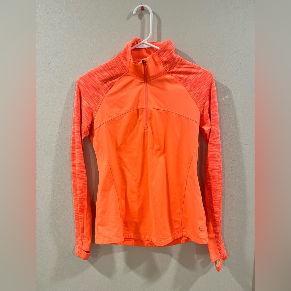 Danskin Now Orange Orbit Half Zip Pullover Size Small 4/6